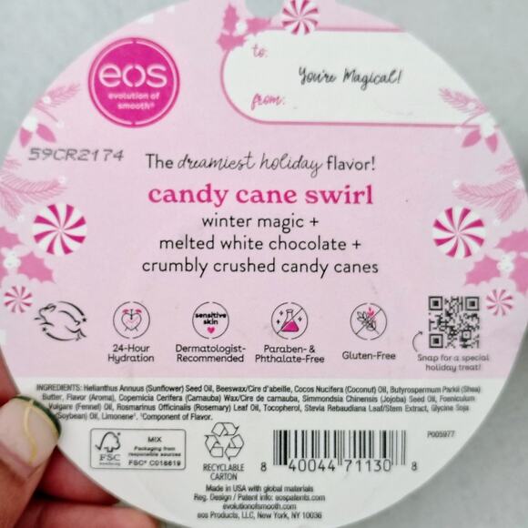 EOS Candy Cane Swirl Lip Balm 0.25 oz. Set of 2 Christmas Limited Edition New - Picture 5 of 5